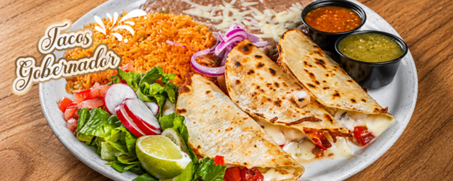Tacos Gobernador (Shrimp & Cheese Tacos).