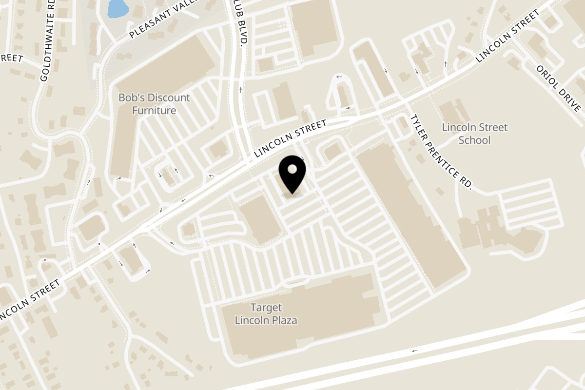 Map showing the location of Torito Mexican Restaurant Worcester on 537 Lincoln St in Worcester